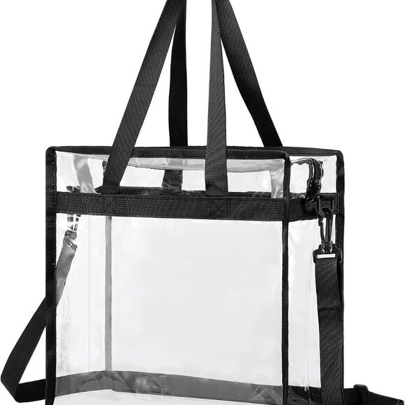 Adjustable Zippered Clear Tote Bag for Music Festivals - Stylish & Functional - Picture 1 of 6